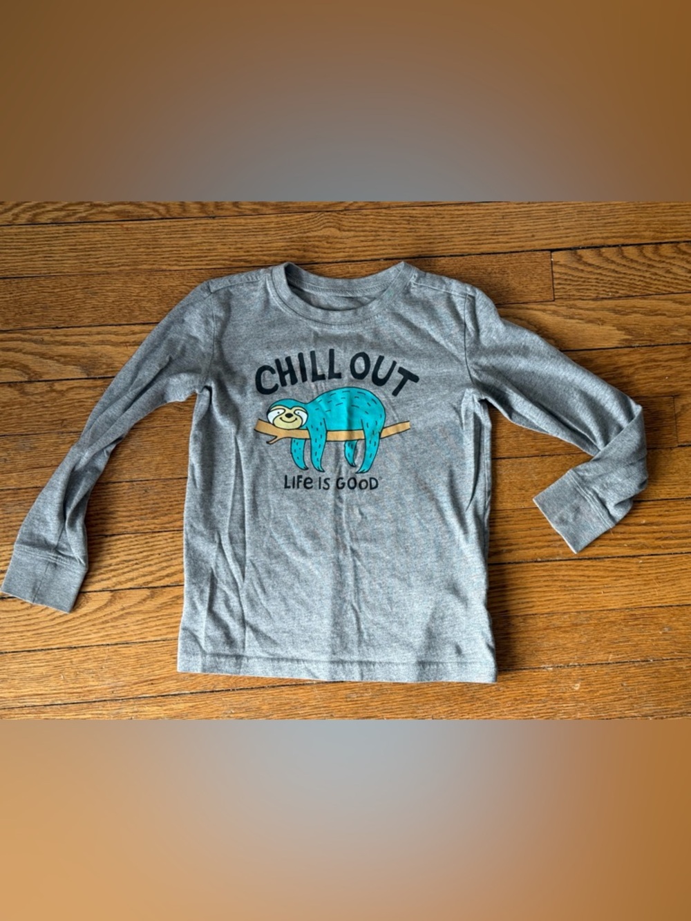 Life is Good Kids' 'Chill Out' Gray Long-Sleeve Sloth Tee - Size XS